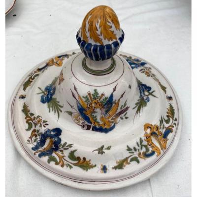 Moustier Soup Tureen Cover Eighteenth Flags Decor