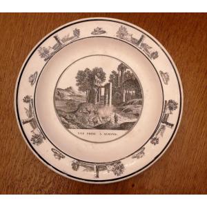 Creil Montereau Plate "view Taken In Albano" Early Nineteenth