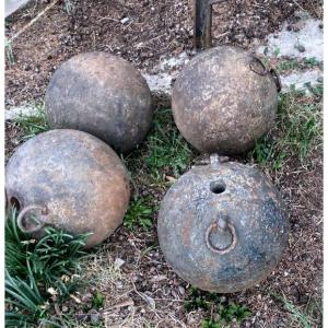 Decorative Set Composed Of 4 Mortar Bombs Early Nineteenth