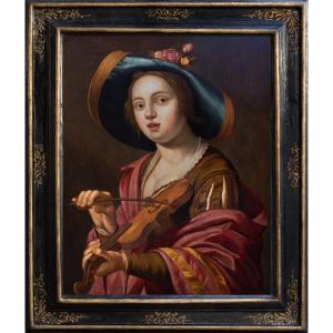 Young Musician. 17th Century Nordic Caravaggesque Painter.