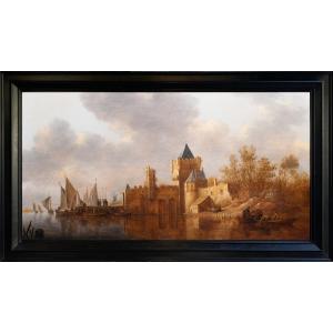 Pieter Pietersz. De Neyn (leiden 1597 - 1639) Estuary With Fishermen At The Foot Of A Castle 