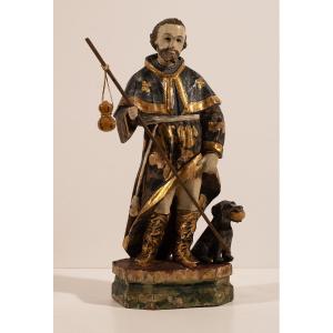 Saint-roch In Polychrome Wood. 18th Century Period