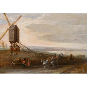 Landscape With A Mill Animated Figures. Workshop Of Jan Brueghel The Younger (17th Century)