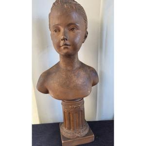 Bust Terracotta Young Crazy Sign Houdon Nineteenth Time