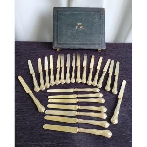 Service 24 Vermeil Knives Comtale Crown Nineteenth Time