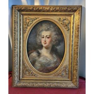 Portrait Of Lady B. Oil S/c 19th Century School