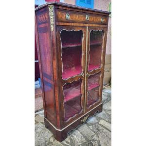 Louis XVI Marquetry Library Showcase Early 19th Century