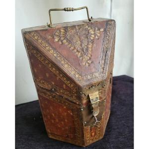 Golden Leather Mail Box With Irons 18th Century
