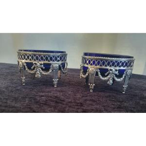 Pair Of 18th Century Silver Salt Shakers 