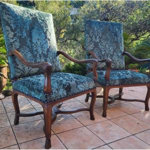 Pair Of Large Armchairs From The Regency Period Early 18th Century