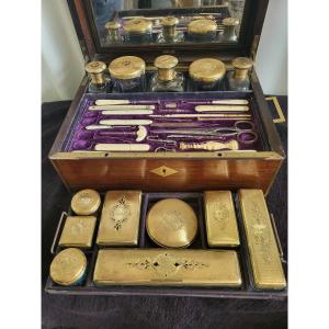 Vermeil Travel Kit Signed Berthet And Peret In Paris Mid-19th Century