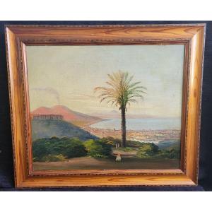 19th Century Neapolitan School Bay Of Naples H/t Frame