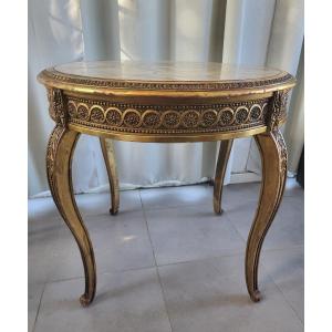 Gilded Wood Table With Marble Top, Napoleon III Period, 19th Century