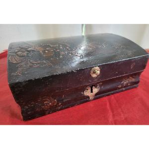 Bous Lacquered Wig Box Dlgchine Regency Period XVIII E
