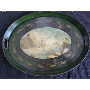 Large Painted Tole Tray Marinedlg Vernet Period Early 19th Century