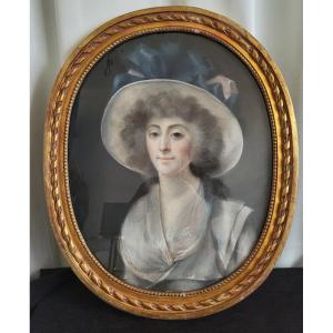 Portrait Of Madame De M. Pastel 18th Century