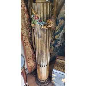 Louis XVI Carved And Lacquered Wood Presentation Column, 19th Century