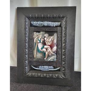 Limoges Enamel Plaque 18th And 19th Century Frame 19th Century