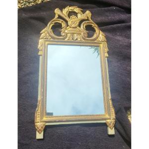Louis XVI Gilded And Lacquered Wood Mirror, 19th Century