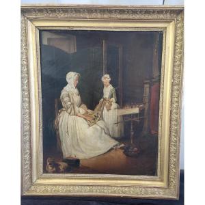French School Late 18th Century Sv De Chardin Oil S/t Frame