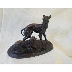  Bronze Sculpture Pj Mene Greyhound And King 