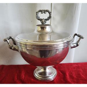 Silver-plated Soup Tureen By Jf Veyrat In Paris, Restoration Period 