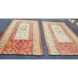 Pair Of 19th Century Door Tapestries With Stitches H300
