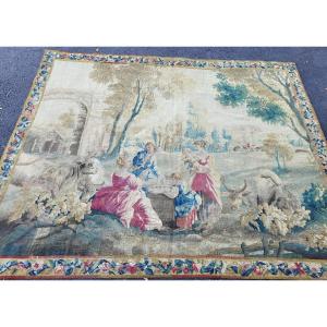 Aubusson Tapestry "the Merchant Of Forget-me-no Cakests" By Huet, 18th Century 