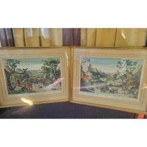 Two Enhanced Optical Views From The 18th Century, Framed