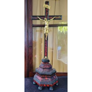 Large Bronze, Gilt, Tortoiseshell And Ebony Crucifix, Late 18th Century 