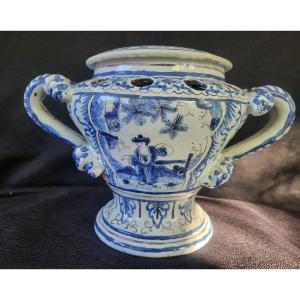 Nevers Earthenware Potpourri Bowl, 17th Century