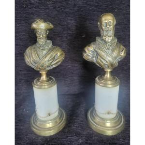 Pair Of Busts Of Henri IV And Sully, 19th Century 