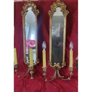 Pair Of 19th-century Giltwood Mirrored Light Plates 