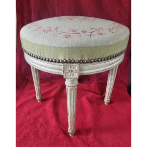 Lacquered Wooden Stool In The Louis XVI Style, 19th Century 