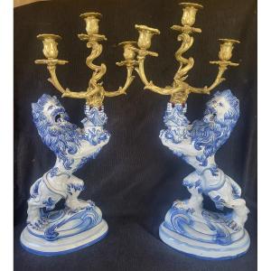 Pair Of Candelabra By émile Gallé And Saint Clément 