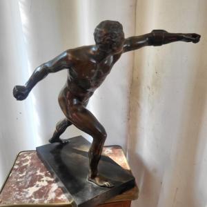 Large Bronze "borghese Gladiator" 19th Century, H 50cm