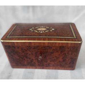 Marquetry Tea Caddy From The Napoleon III Period, 19th Century