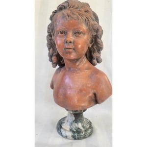 Terracotta Bust Signed Houdon 19th Century H 49cm