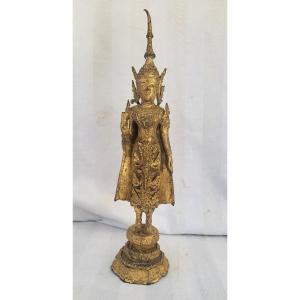 Gilded Metal Divinity Siam Circa 1900 H 39 Cm