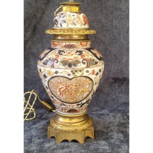 Electrified Imari Porcelain Lamp, Japan 19th Century