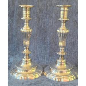 Pair Of Louis XV Period Silver-plated Torches