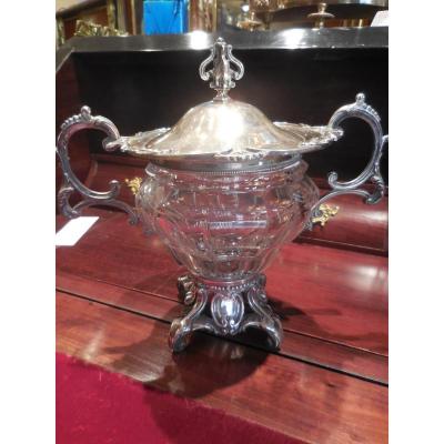 Silver And Crystal Bezel Signed Veyrat XIX Eme S