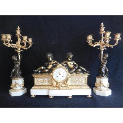 Important Mantel Sign In Bronze Signed Charpentier Bronzier à Paris ép. Nap III XIX