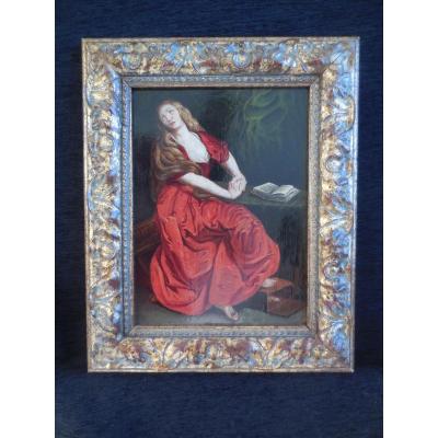 Dutch School Of XVIIeme S. Oil On Panel Marie-madeleine