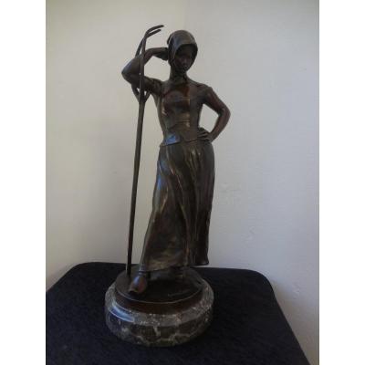 Patinated Bronze Sculpture The Tedder Signed Alfred Boucher Ht 48 Late Nineteenth