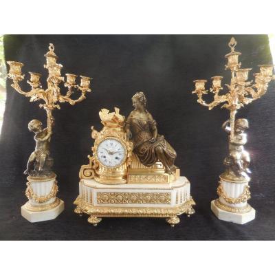 Large Gilt Bronze Fireplace Garnish Sg Leroy Et Fils Horloger Du Roi In Paris Th.