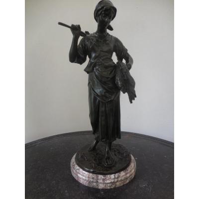 Patinated Bronze Sculpture Signed Aizelin ép XIXe