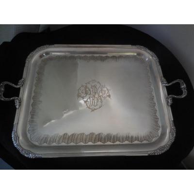 Large Silver Plated Metal Serving Tray Nineteenth Century