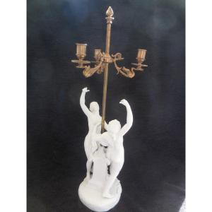 Candelabra In Biscuit Sèvres And Gilt Bronze St. Louis XVI Nineteenth Time