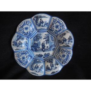 Polylobed Delft Faience Dish Chinese Decor XVII E